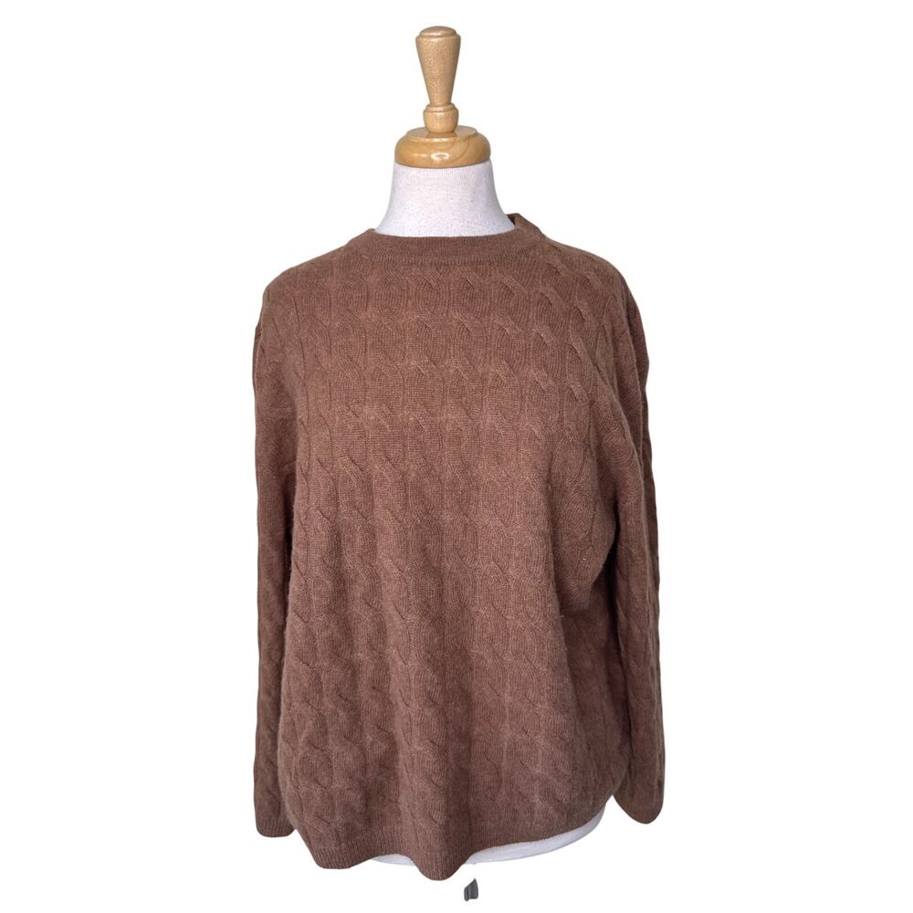 NAADAM 100% Cashmere Crewneck Braided Knit Sweater Brown Size Large